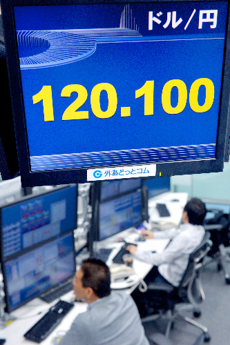 写真・図版 : 総選挙の公示後、円相場は1ドル120円を超える円安となった