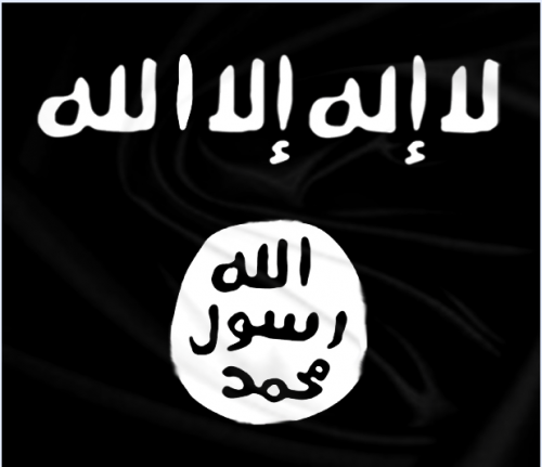 イラク・シリア・イスラム国（ISIS）が掲げるジハード（聖戦）を表す黒旗