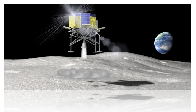写真・図版 : 無人探査機「ＳＬＩＭ」の月面着陸時の想像図＝ＪＡＸＡ提供 