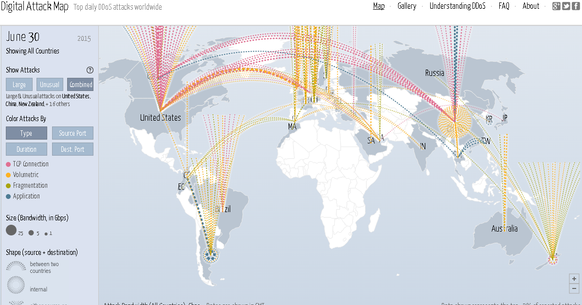 写真・図版 : DDoS攻撃の状況を可視化した「Digital Attack Map」 