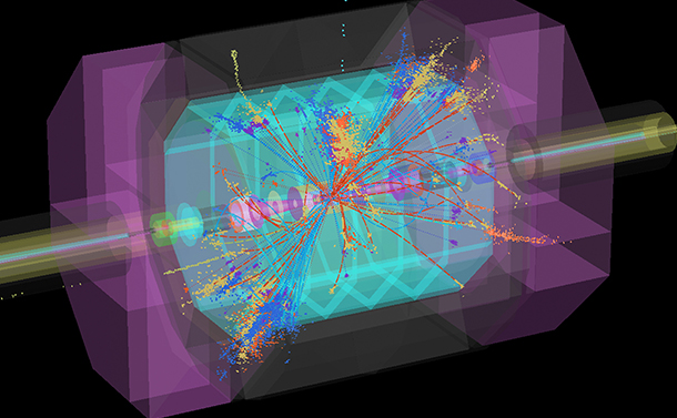 写真・図版 : 加速器内での「電子・陽電子衝突」の模式図（CERN提供）