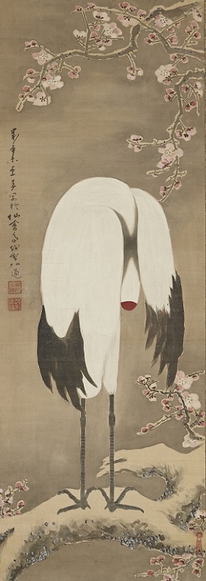 写真・図版 : 稲葉弘通の「鶴図」
縦97.3センチ、横34.3センチ、1811年