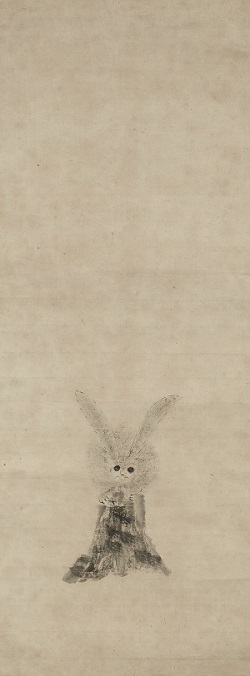 写真・図版 : 徳川家光「兎図」（全体）縦73.8センチ、幅27.7センチ、17世紀前半
