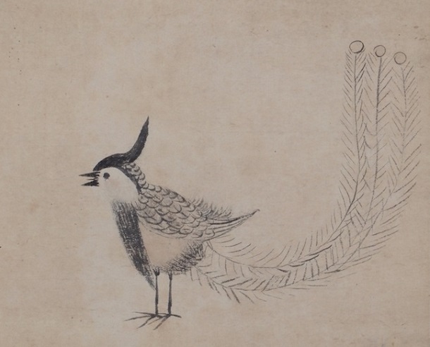 写真・図版 : 徳川家光「鳳凰図」（部分）
全体は縦44.2センチ、横31.0センチ、17世紀前半