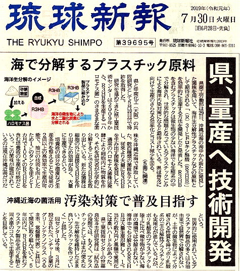 写真・図版 : 2019年7月30日付、琉球新報
