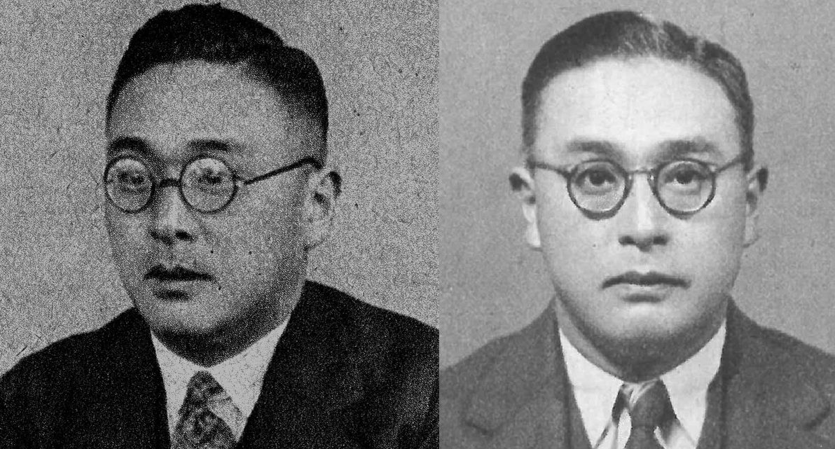 写真・図版 : 田畑政治。左は1929年（昭和4）の、右は34年（昭和9）の朝日新聞社員写真帳から