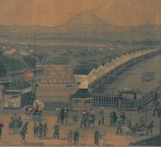 写真・図版 : 筆者不詳「日本橋鳥瞰図」（部分）江戸東京博物館提供