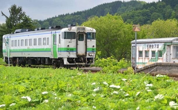 写真・図版 : ＪＲ札沼線を走る列車＝2018年5月25日、北海道当別町 