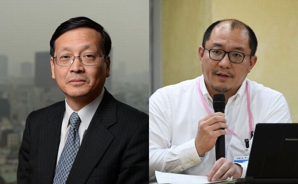 写真・図版 : 押谷仁・東北大教授（左）と西浦博・北海道大教授