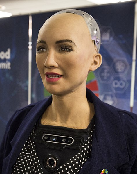 写真・図版 : サウジアラビアのAI搭載ヒト型ロボット「ソフィア」＝ウィキペディアから