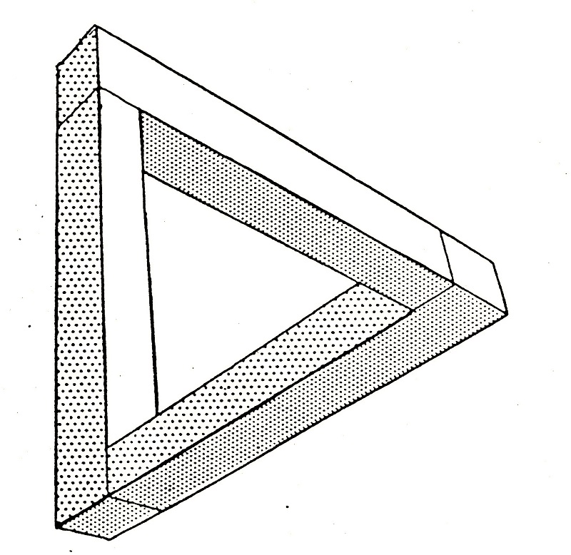 写真・図版 : 不可能立体の一つ「ペンローズの三角形」