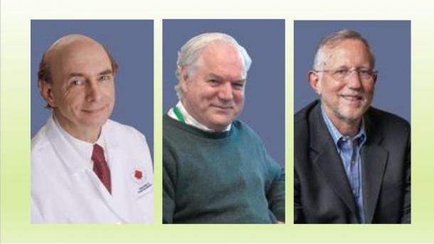 写真・図版 : 今年のノーベル医学生理学賞の受賞者。左からオルター氏、ホートン氏、ライス氏＝ノーベル財団提供
