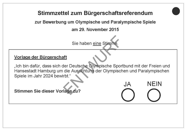 ハンブルク市での住民投票で使われた投票用紙の見本