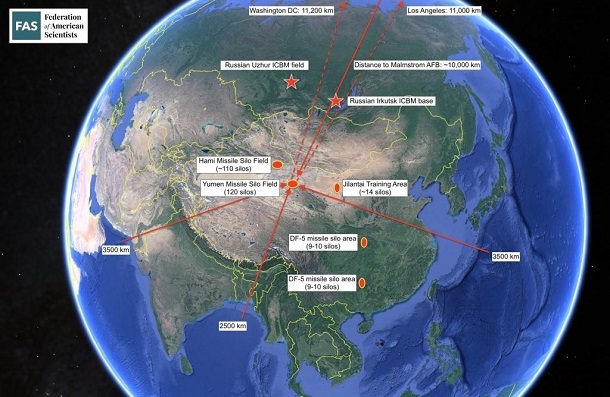 写真・図版 : 【図2】中国のICBMの射程距離範囲