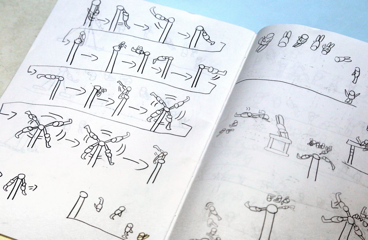 写真・図版 : 内村航平選手が子どもの頃、自由帳に書いた体操の絵