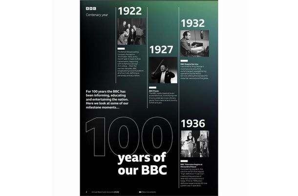 写真・図版 : BBCの最新の年次報告書は、開局100年に焦点を当てた