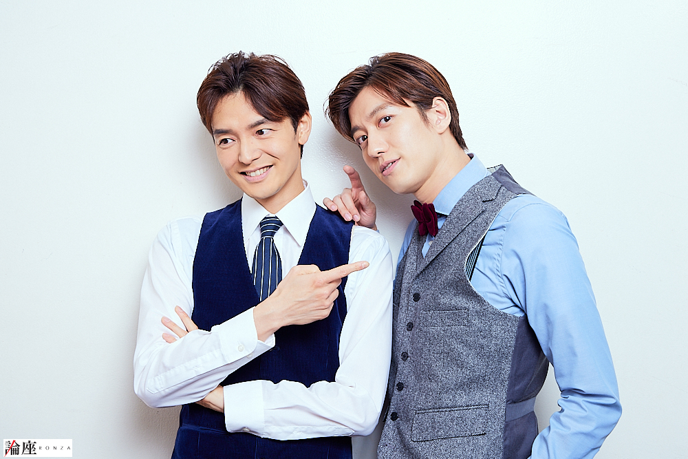 上口耕平(左)と水田航生=森好弘 撮影