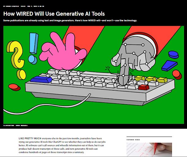 写真・図版 : Wired誌がウェブ上で公開した記事「Wiredは生成AIツールをどう使用するか」